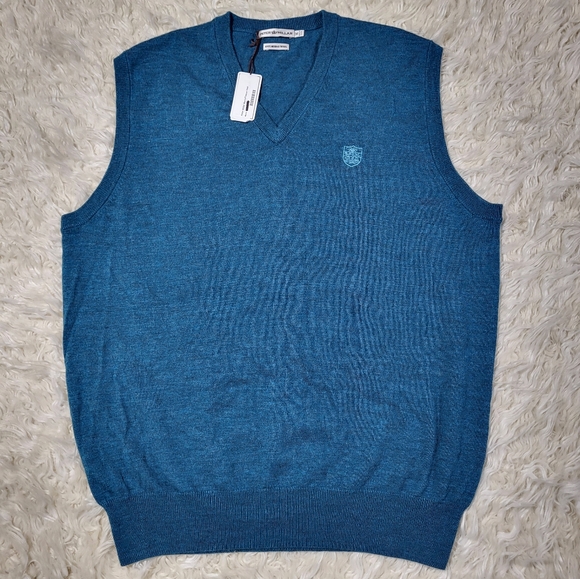 Peter Millar Other - Peter Millar Sweater Vest Mens Medium Knit 100 % Merino Wool Blue Golf